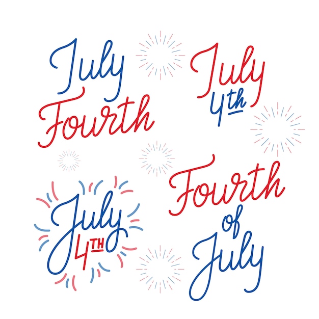 Vector fourth of july. set of lettering logo's for 4th of july, usa independence day