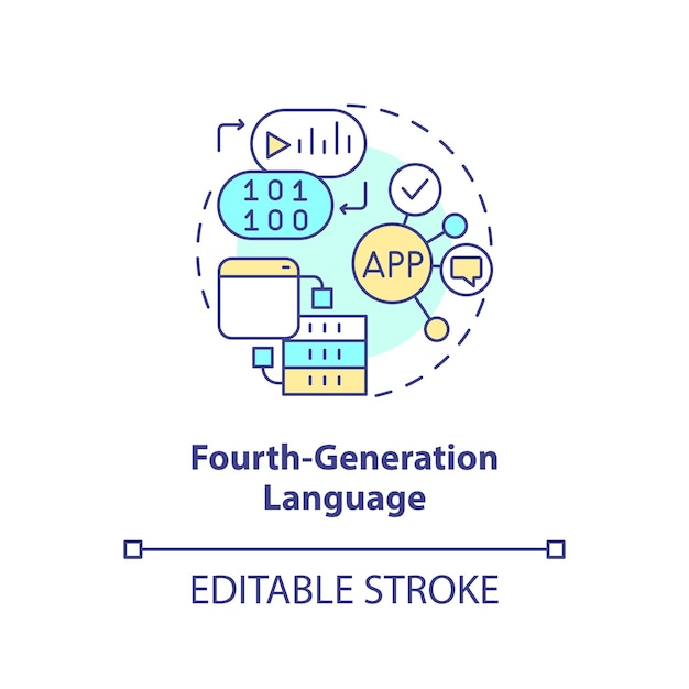 Fourthgeneration programming language concept icon