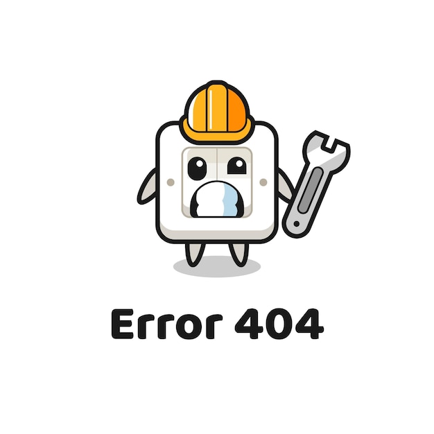 Fout 404 met de schattige lichtschakelaar-mascotte, schattig stijlontwerp voor t-shirt, sticker, logo-element