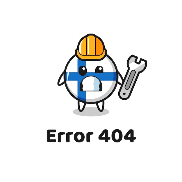 Fout 404 met de schattige mascotte van de vlag van Finland