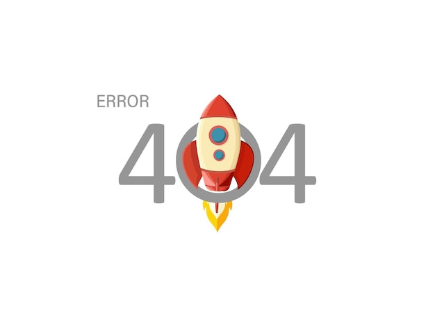 Fout 404 pagina niet gevonden met Rocket Vector