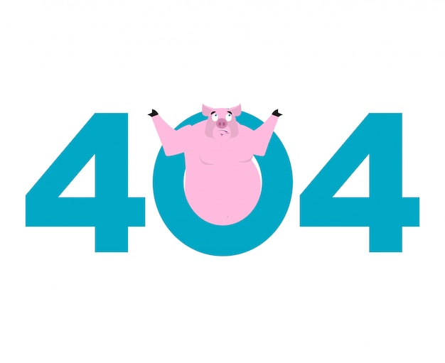 Vector fout 404, pagina niet gevonden voor website met varken