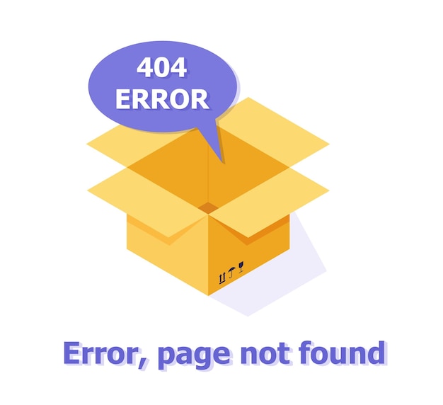 Fout 404 paginalay-out vectorontwerp met leeg vak De door u opgevraagde pagina kon niet worden gevonden