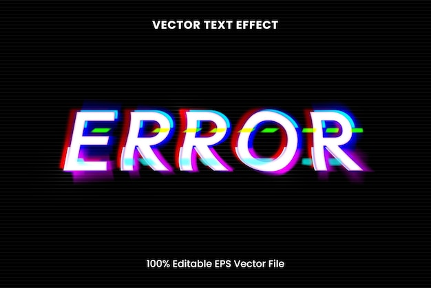 Fout VHS glitch bewerkbare vectorteksteffect