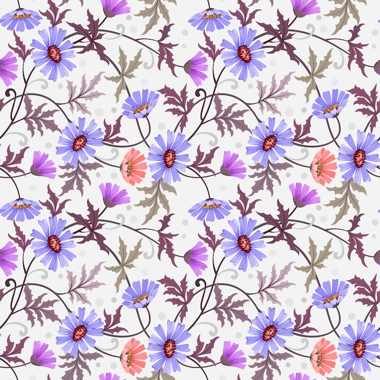 Vector fowers seamless pattern
