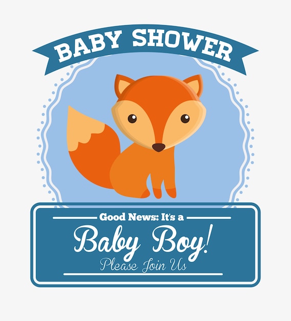 fox animal cartoon baby shower card celebration 