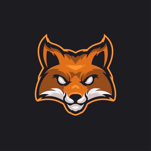 Vector fox animal head cartoon logo template illustration esport logo gaming premium vector