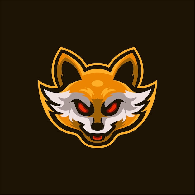 Fox animal head cartoon logo template illustration. esport logo gaming premium vector