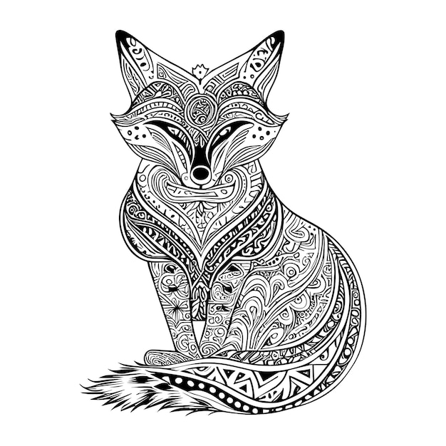 Vettore illustrazione di arte vettoriale ornamenti animali volpe