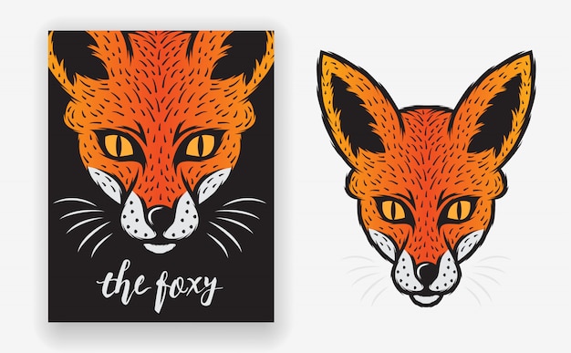 Fox animal poster template with minimal, simple, and modern style