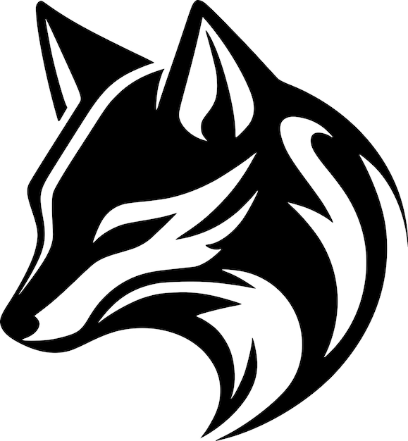 Vector fox black and white vector illustration