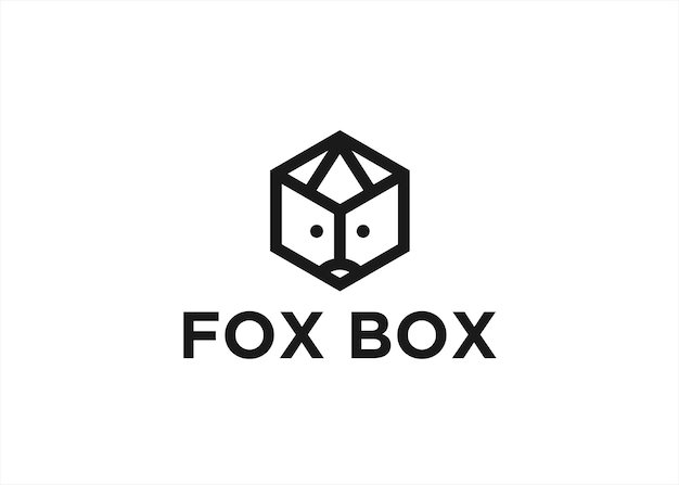 Fox box logo ontwerp vectorillustratie