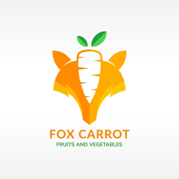 fox carrot logo design template using thunder shape transparency symbol.