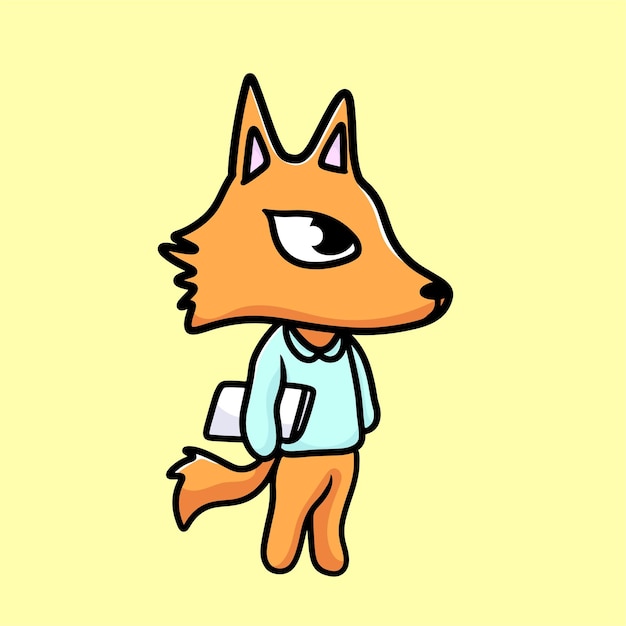 Vector fox cartoon mascot vector grappig geluk leuk logo