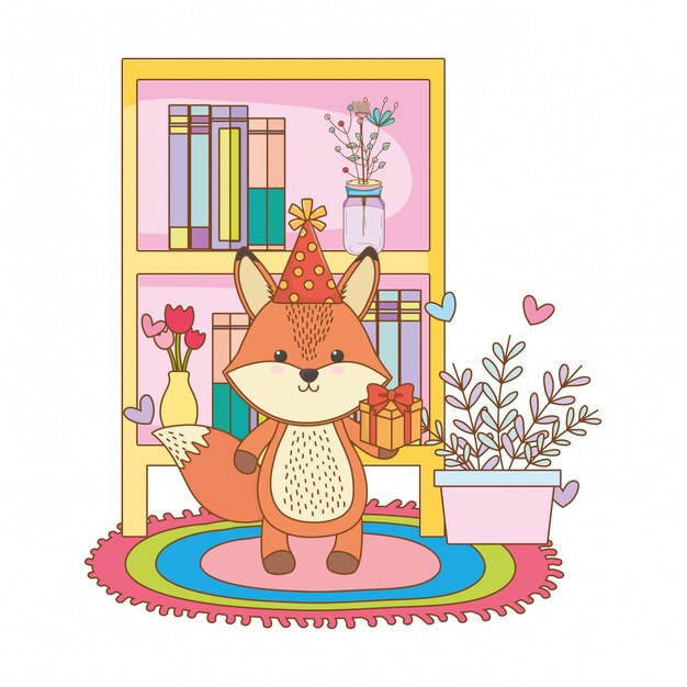 Cartone animato fox con buon compleanno