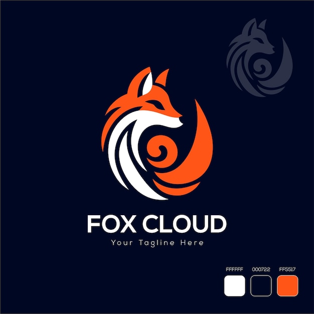 Vector fox cloud logo design 2024