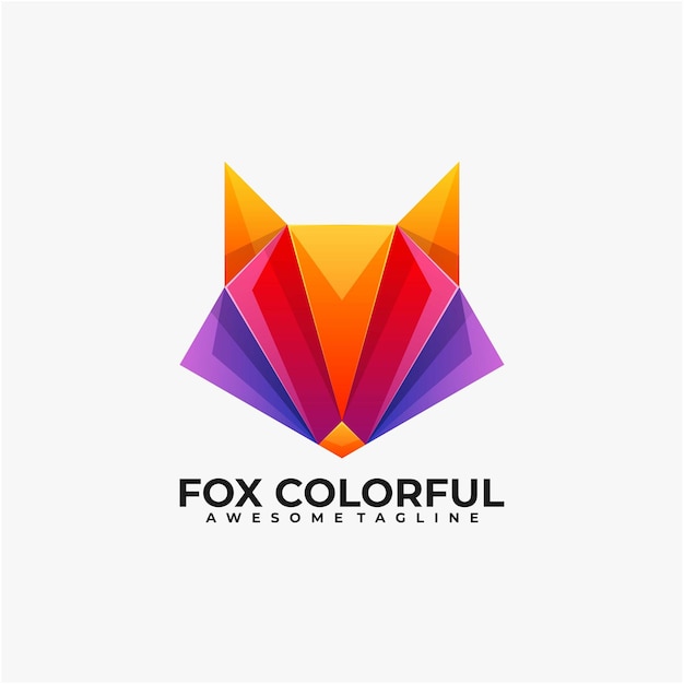 Vector fox colorful logo design template modern color