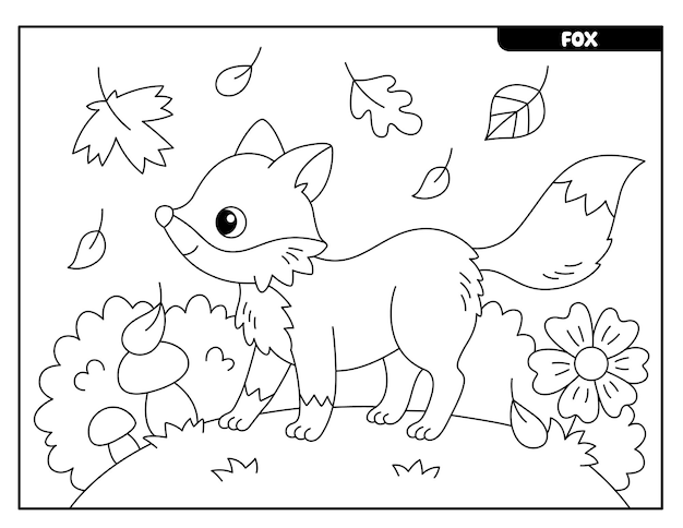 Fox coloring page for kids