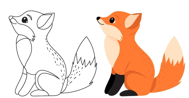 Fox cub childrens kleurboek vector