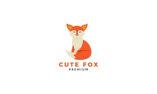 Fox  cute  cartoon flat logo icon vector illustration