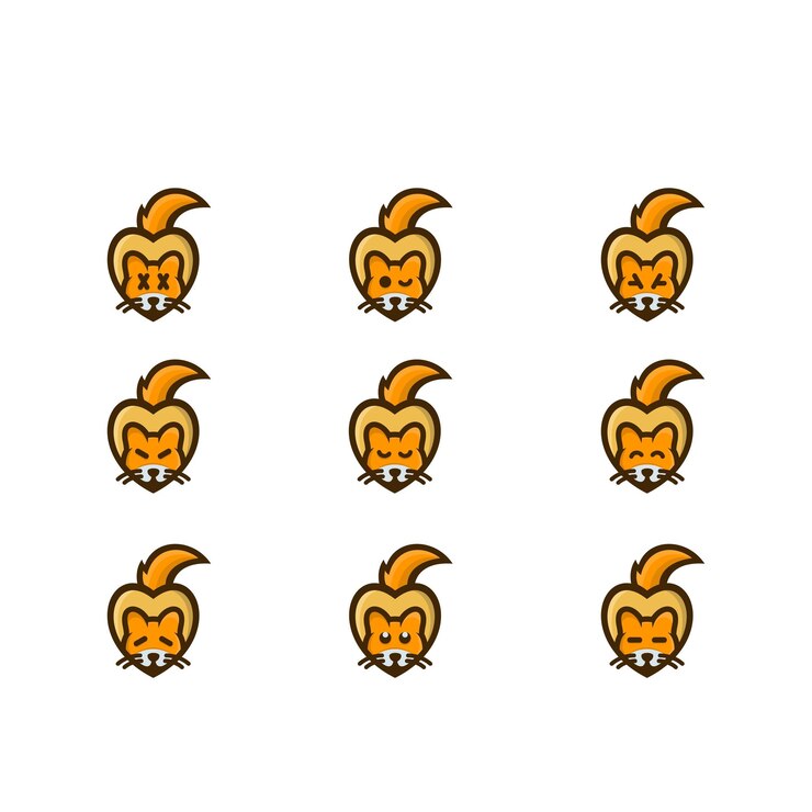 Vector fox cute icon bundle