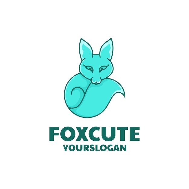 fox cute logo design template