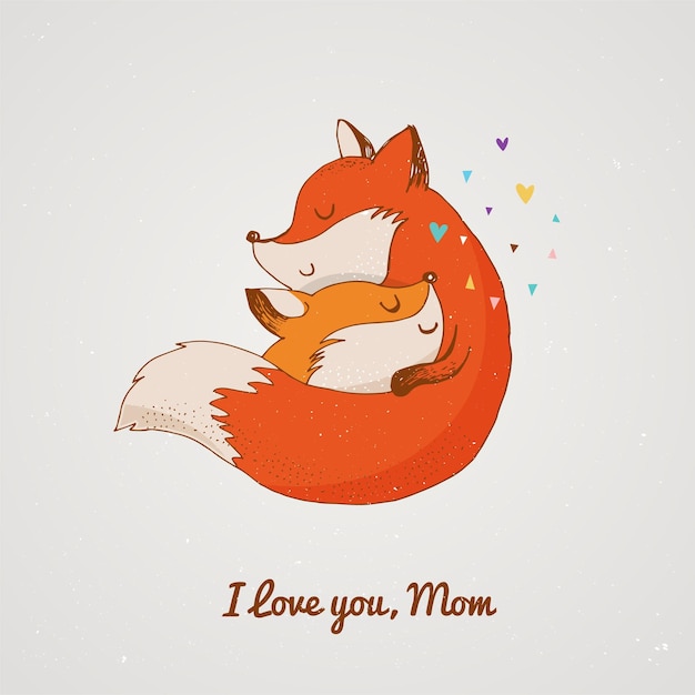 Fox, cute, lovely. Mothers day card