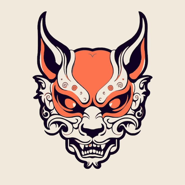 Vector fox demon mask