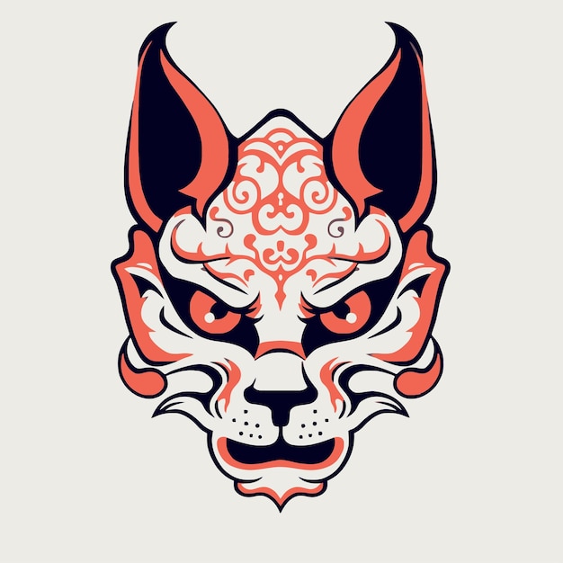 Vector fox demon mask