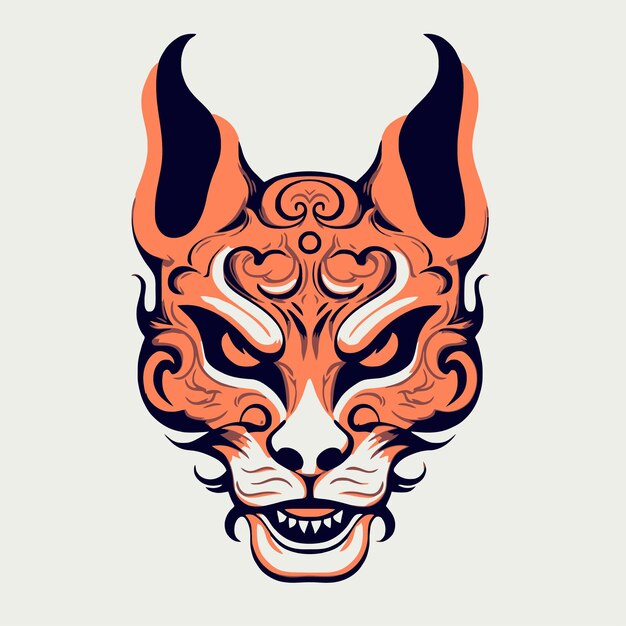 Premium Vector | Fox demon mask