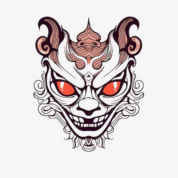 Vector fox demon mask