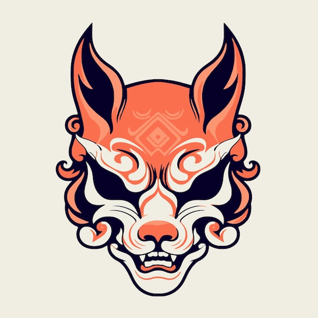 Premium Vector | Fox demon mask