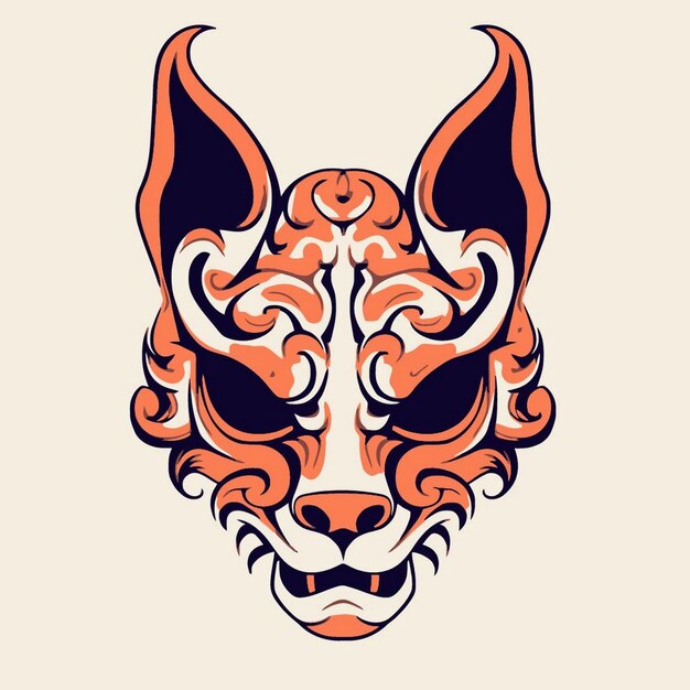 Premium Vector | Fox demon mask