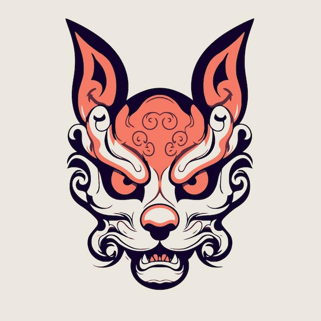 Vector fox demon mask