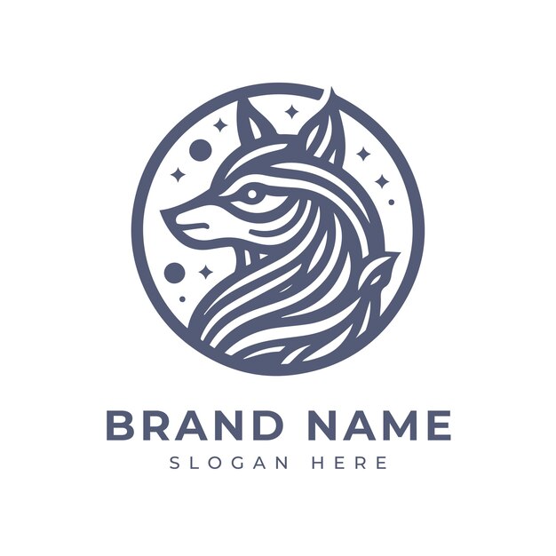 Vector fox elegant monoline logo