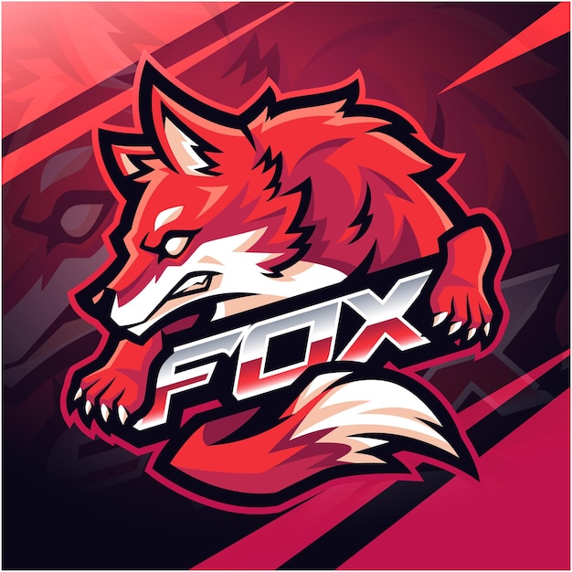 Вектор Дизайн логотипа талисмана fox esport