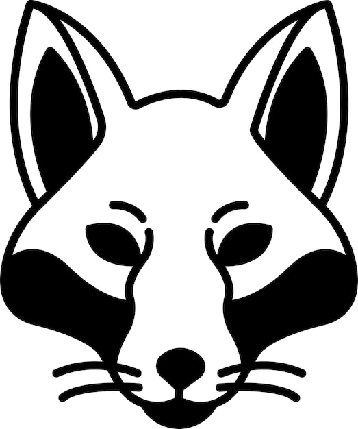 Fox face glyph en lijnvector illustratie