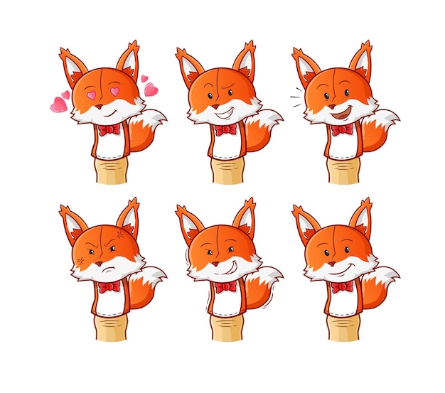 Vector fox finger doll cartoon