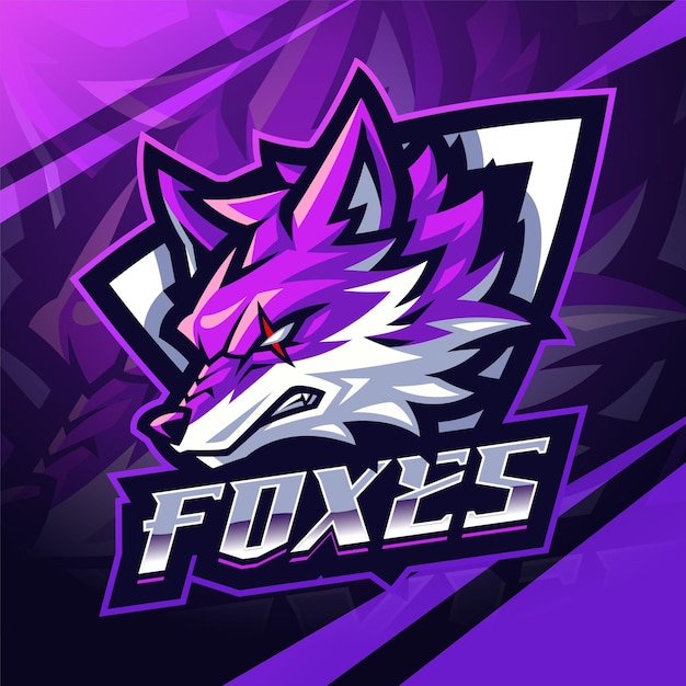 Vettore fox head esport mascotte logo design