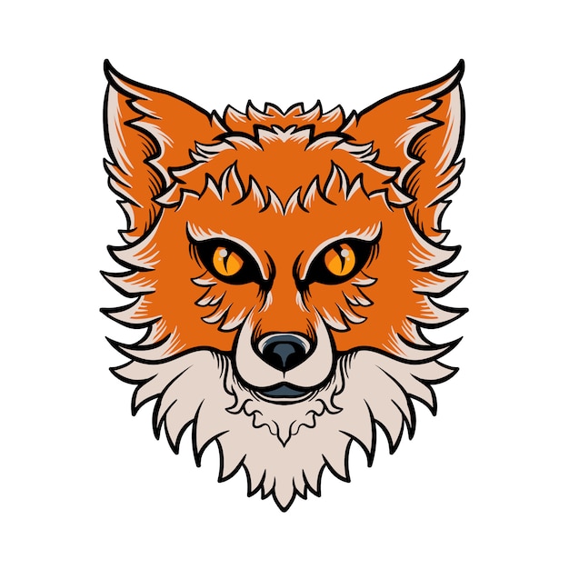 Vector fox head hand drawn illustration