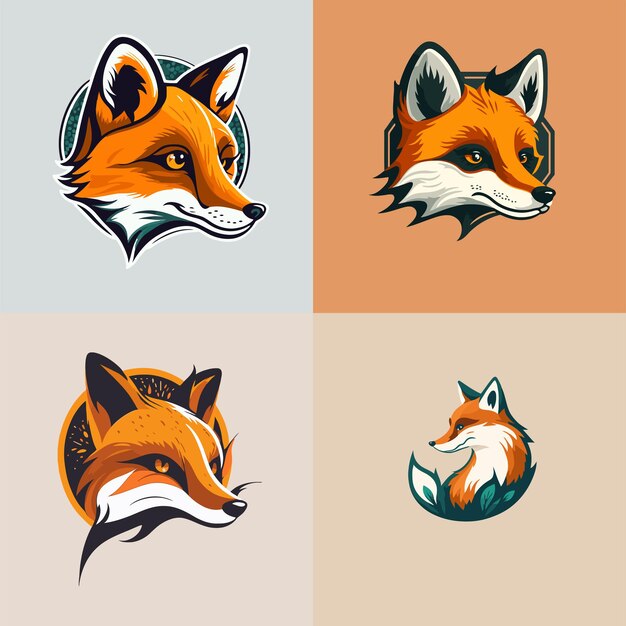 Fox head logo minimal modern icon flat vector style