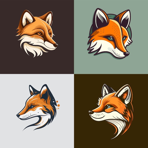 Fox head logo minimal modern icon flat vector style