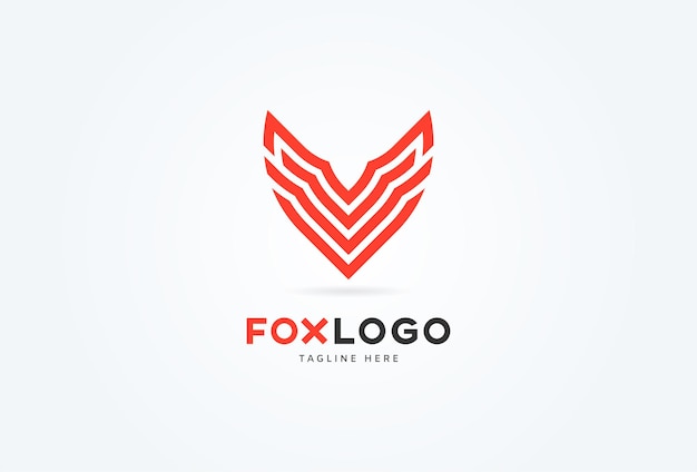 Fox Head logo minimalist fox head logo with letter V inside vector illustration