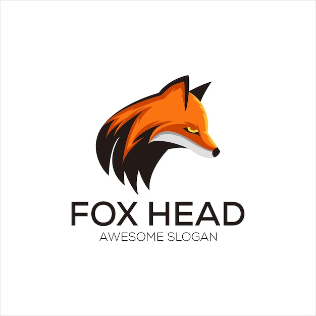 fox head mascot colorful logo gradient illustration