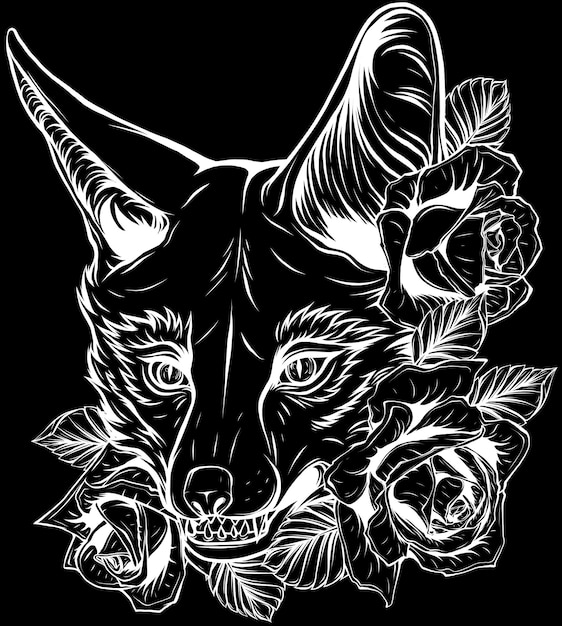 Vector fox head outline sketch vector