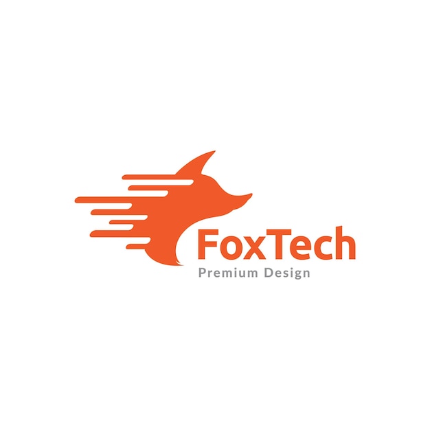 Fox head speed tech logo design vector graphic symbol icon sign illustration creative idea