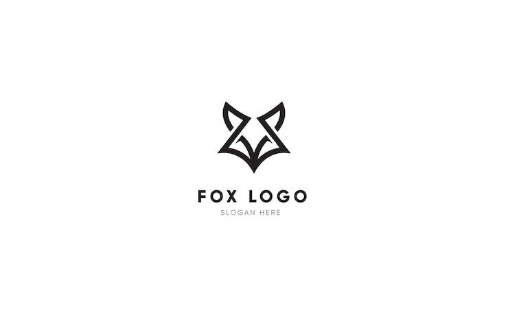 Vector fox head unique logo design template vector graphic