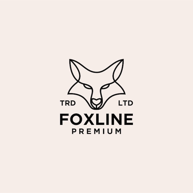 Fox head vintage line logo icon illustration