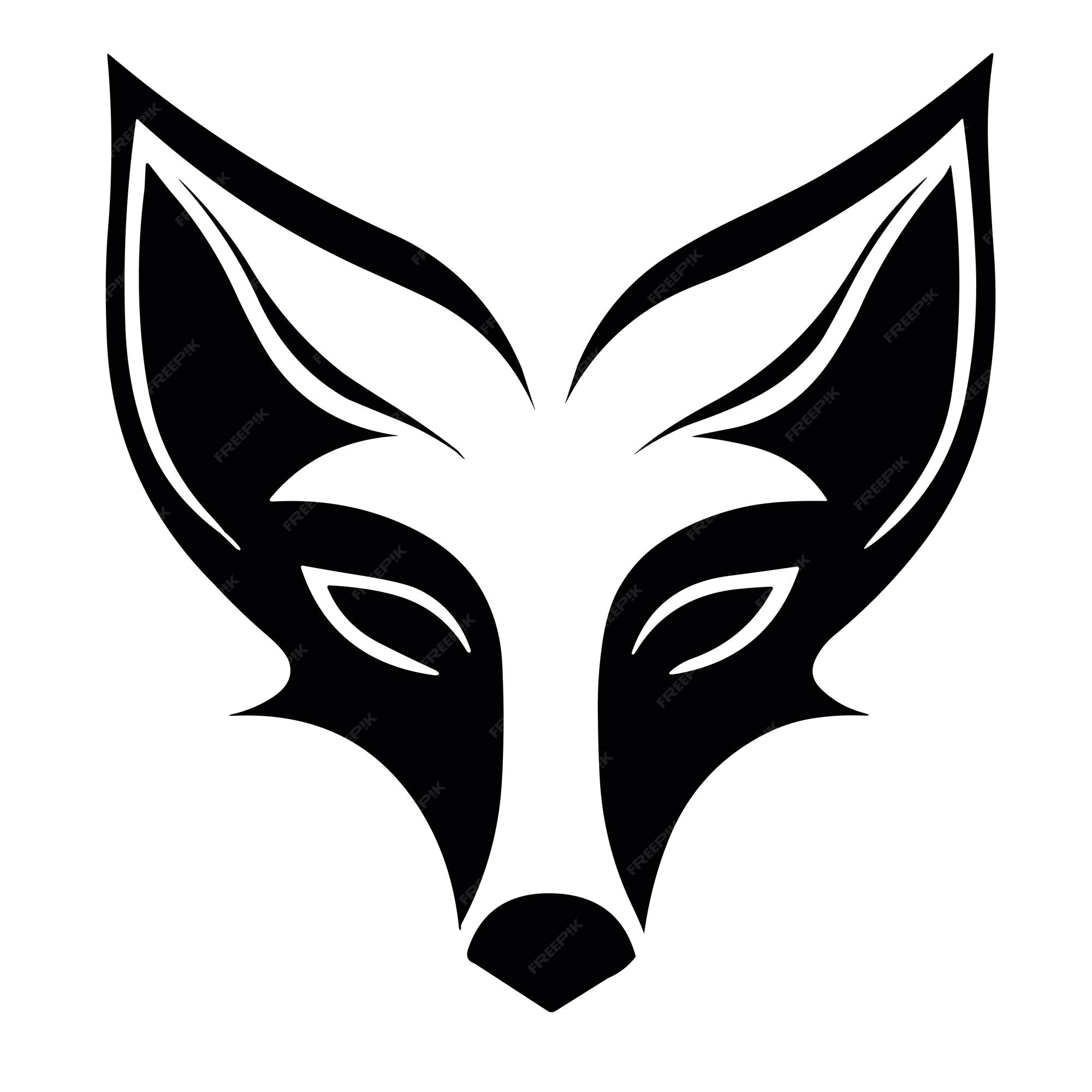 Premium Vector | A fox head with a black outline and a white background.