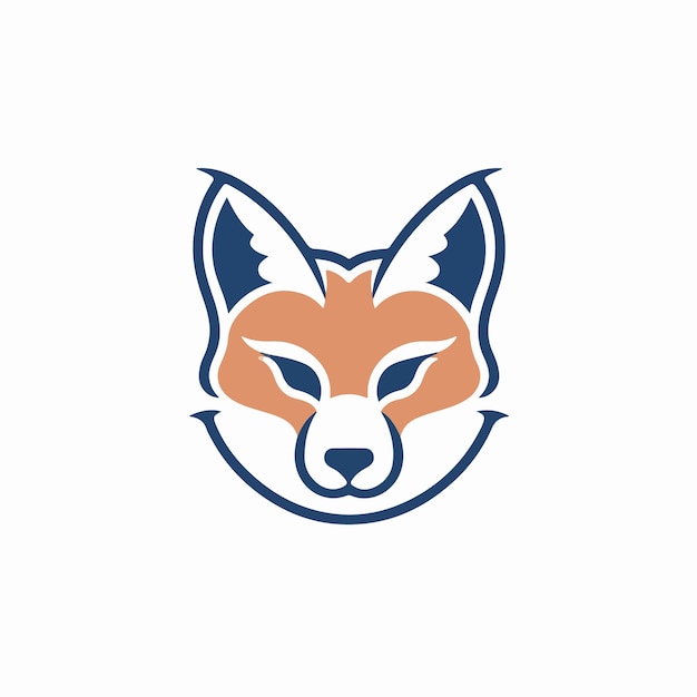 A fox head with a blue and orange face.